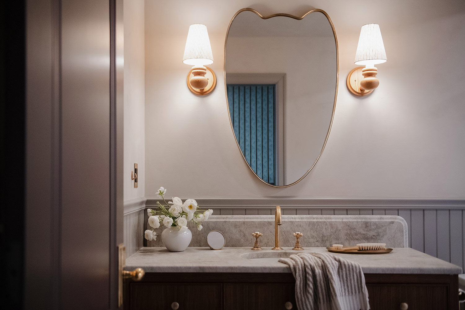 Brass Round Standing Mirror