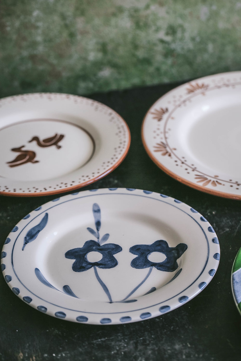 Ceramic Hand-painted Plate - Blue Blooms