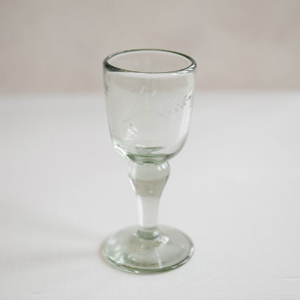 Floral Hand-etched Wine Glass