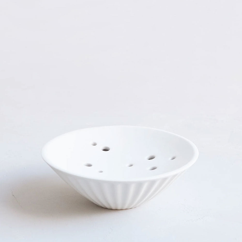 Ceramic Fluted Flower Frog Dish