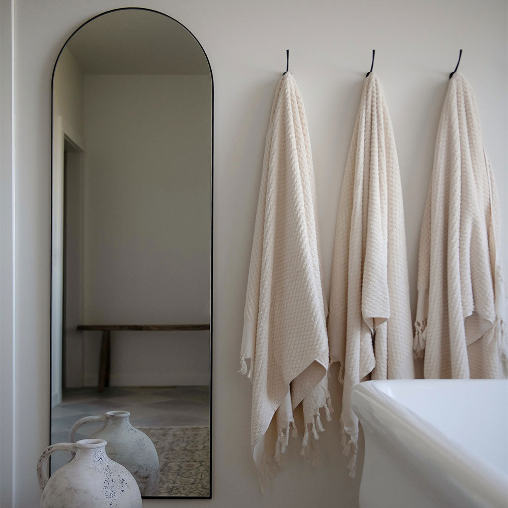 Turkish Hand-loomed Cotton Towel - Natural Dots