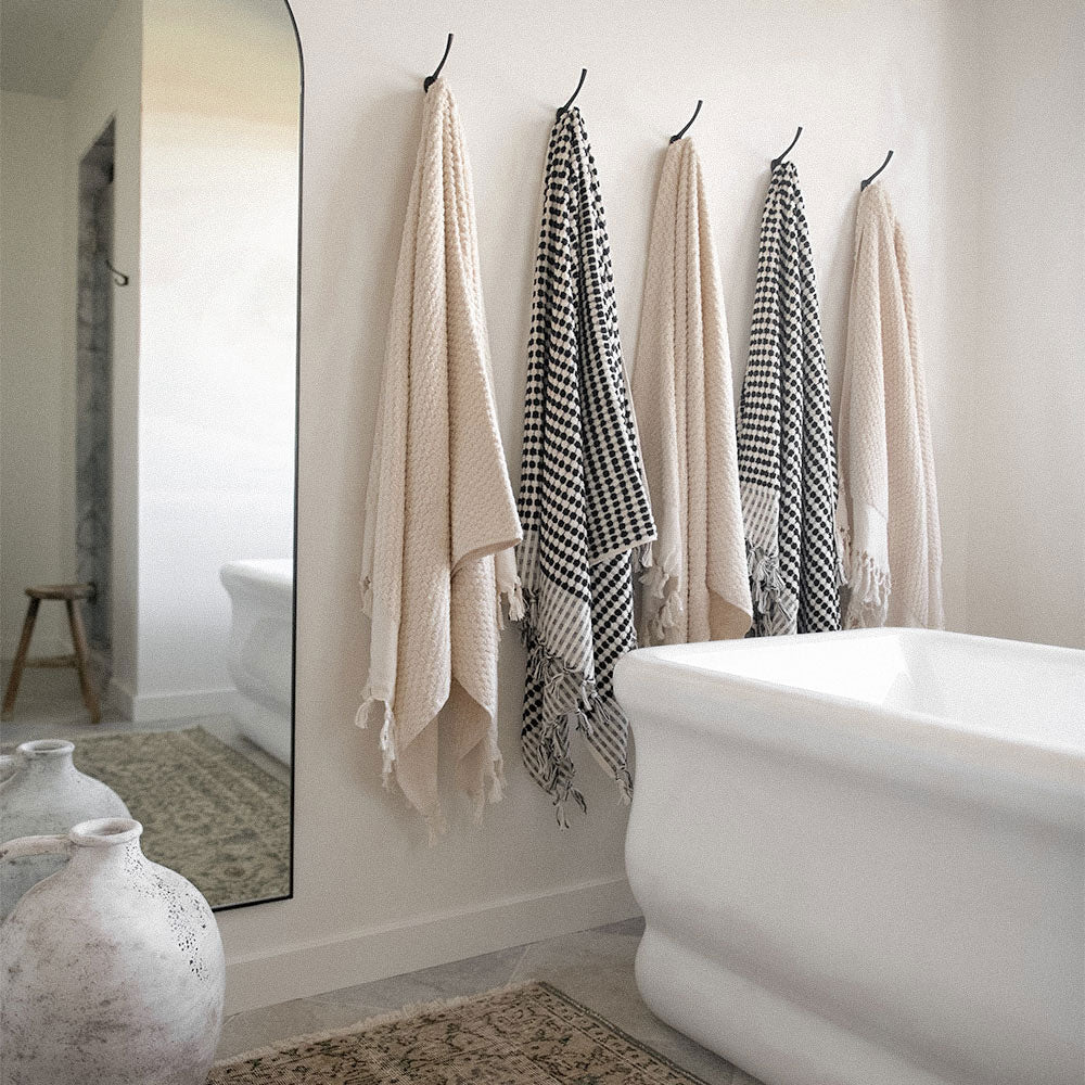 Turkish Hand-loomed Cotton Towel - Black Dots