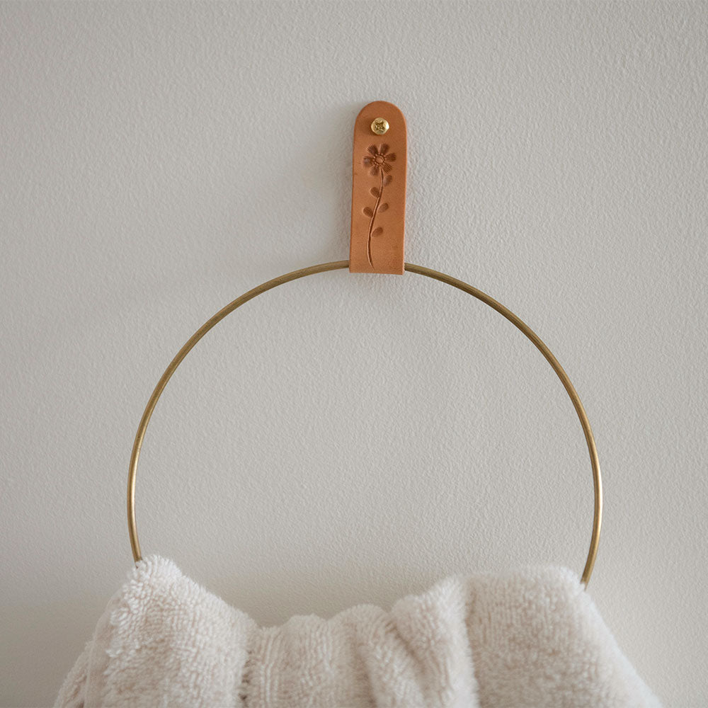 Leather Stamped Loop Towel Ring