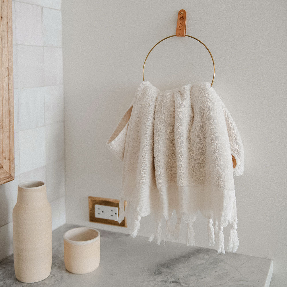 Leather Stamped Loop Towel Ring