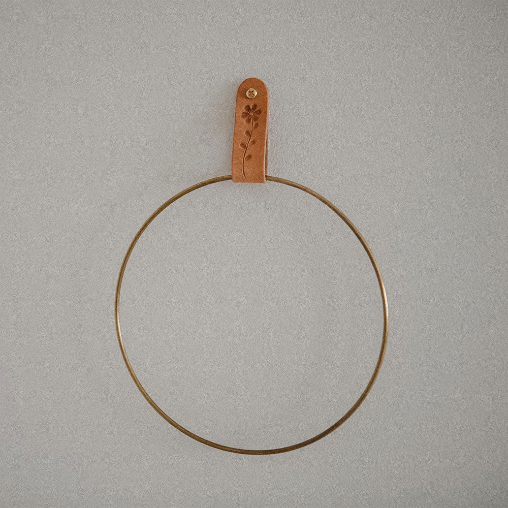 Leather Stamped Loop Towel Ring