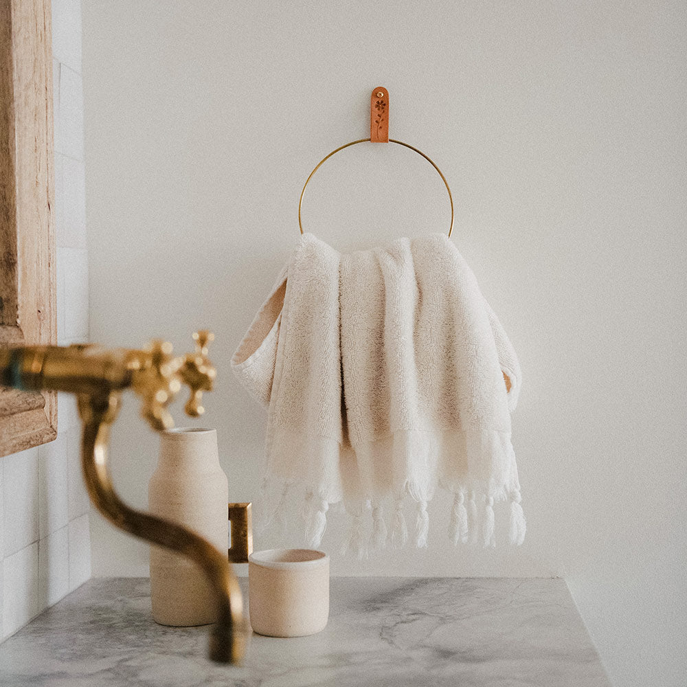Leather Stamped Loop Towel Ring