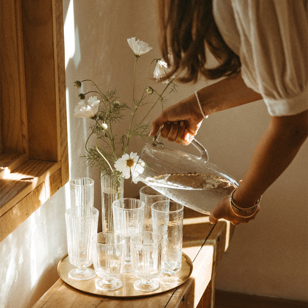 Glass Dimpled Pitcher